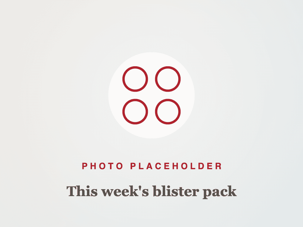 Weekly blister pack with pills sorted by day
